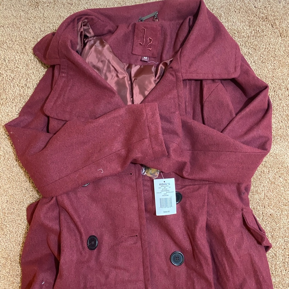 Burgundy pea coat NWT
